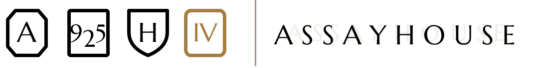 Volume Four's hallmark set: the three sitewide marks — A, 925, H — alongside the volume's own Roman numeral IV mark in Ochre, next to the Assayhouse wordmark